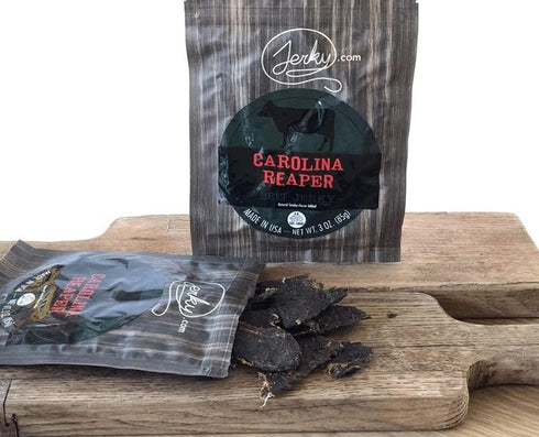 12g 100% (2.5 Pack 3) Jerky.com All Natural Carolina Reaper Beef Jerky - Hottest Jerky in the World, of Protein - No
