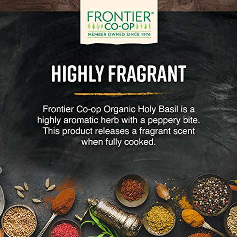 8oz Frontier Co-op Organic Tulsi Holy Basil Herb, Bulk Bag - Highly Aromatic with Minty Flavor - Perfect for Cooking
