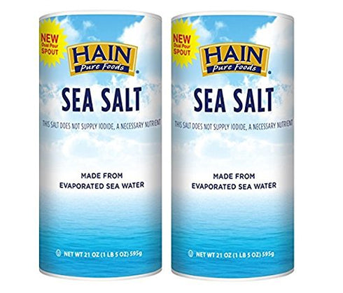 Hain Celestial Hain Pure Foods Sea Salt, 21 Ounces (2-PACK)