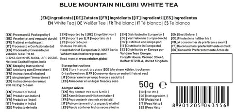VAHDAM Exotic White Tea Leaves From The Blue Mountains (25 Cups/1.76oz) - 100% Pure White Tea Loose Leaf, Mellow &