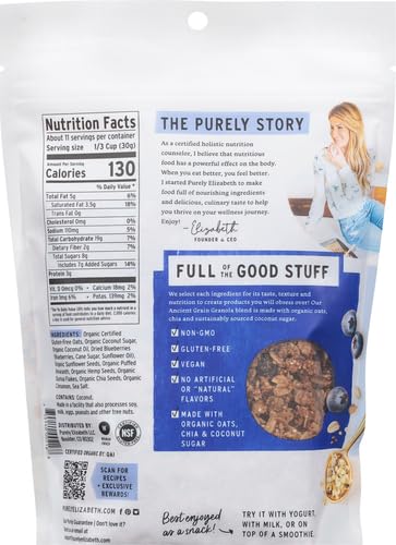 12oz (Pack 2) Purely Elizabeth Ancient Grain Granola Cereal Blueberry Hemp