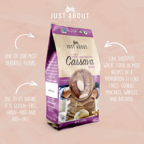 2 LB 1 1 2 LB (908g) Pack 1 Cassava Flour | to Wheat Flour Substitute | Gluten Free, Non-GMO, Paleo and Kosher