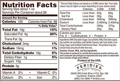 26oz FERIDIES Chocolatey Covered Virginia Peanuts
