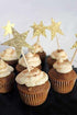 WARMBUY Gold Glitter Cupcake Cake Toppers, Double Sided Stars, 50 Pack