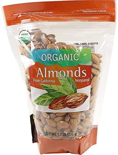 Kirkland Signature Organic Non Pareil Almonds from California Resealable Bag - 1.7