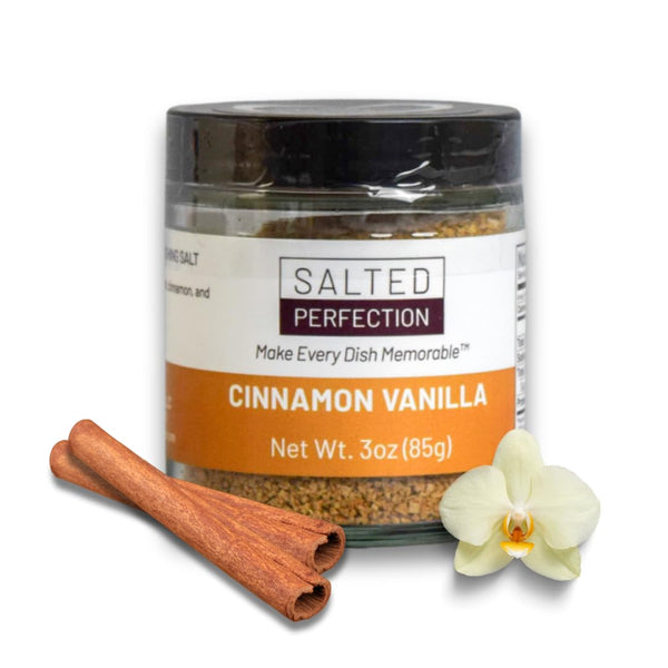 Salted Perfection Cinnamon Vanilla Flavored Gourmet Finishing Salt - Fine Salt Flakes Natural Flavored