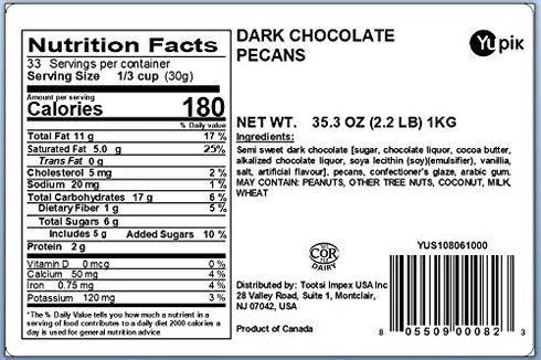 60% 2.2 lb (35.2 oz), Yupik Dark Chocolate Pecans, Cacao, Kosher, Chocolate Nuts, Pecans Dipped in Rich Dark Chocolate