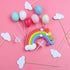 DIYASY Rainbow Cake Topper Kit, Cloud Balloon Birthday Wedding Cake Flags for Party Baking Decoration Supplies