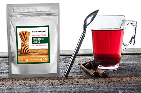 Organic Ceylon Cinnamon Sticks - 3.5 oz, Fair Trade Sourced Whole 3" Organic Quills, Gluten-Free