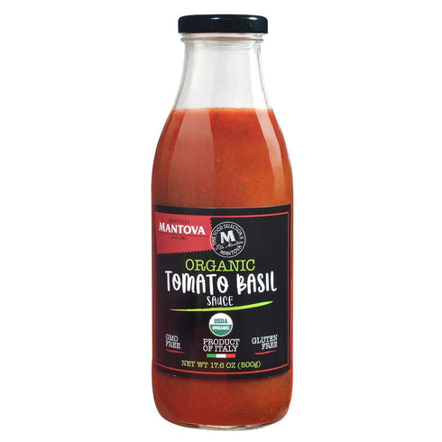Mantova Organic Italian Tomato Basil Sauce, Made with Real Fresh Ingredients, Extra