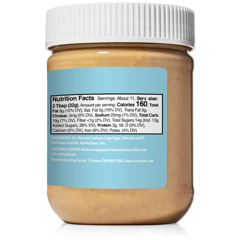 Voer (12oz) Cashew Cream | Smooth & Sweet twist on Cashew Butter