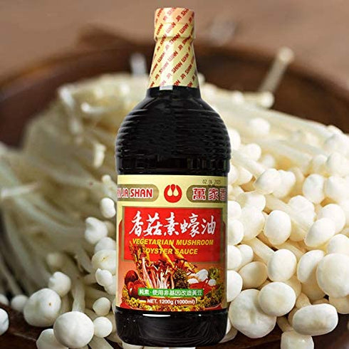 Wan Ja Shan Vegetarian Mushroom Oyster Sauce 33.8 fl oz, Vegan, Non-GMO, No MSG Added, Naturally Brewed