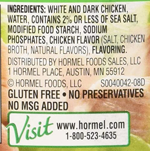 95% 10 Pack 12 Hormel White & Dark Chicken in Water Fat Free, Ounce
