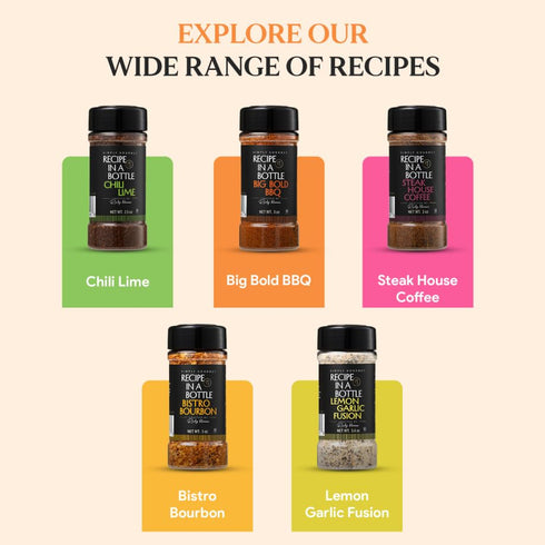Set 5x 3oz (Packaging Spice Box Gift Bottles | Premium Blends With Recipe Cards | Best Gift for Foodies | Recipe in a
