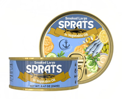 LuxProdX Premium Smoked Sprats in Vegetable Oil 240g (8.47 oz) x 6 Pack