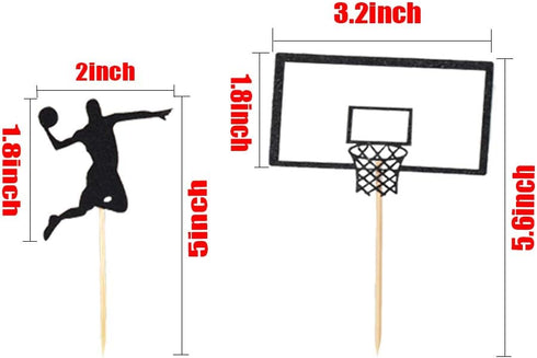 Basketball Cupcake Toppers - 24PCS Fruit Food Dessert Picks Cake Topper for Boys Kids Birthday Sport Theme