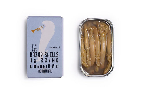 Ati Manel Spanish Razor Shells Canned in Brine 8/10 | B Vitamins, Omega-3 |