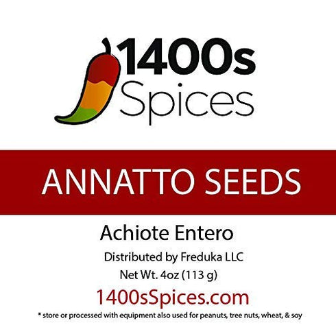 4oz Annatto Seeds (Semillas de Achiote) - Heat-Sealed Resealable Bag by 1400s Spices