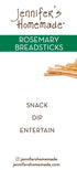 5 OZ JENNIFERS HOMEMADE Rosemary Breadsticks, VEGAN All Natural, Made with extra virgin olive oil, Crunchy