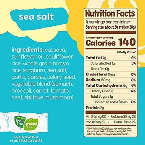 6 Count, 4oz Real Food From The Ground Cauliflower Stalks - Bags (Sea Salt)