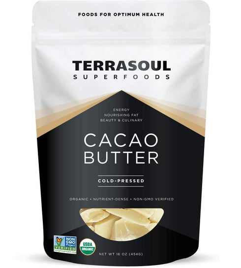 Terrasoul Superfoods Organic Cacao Butter, 1 Lb - Raw | Keto |