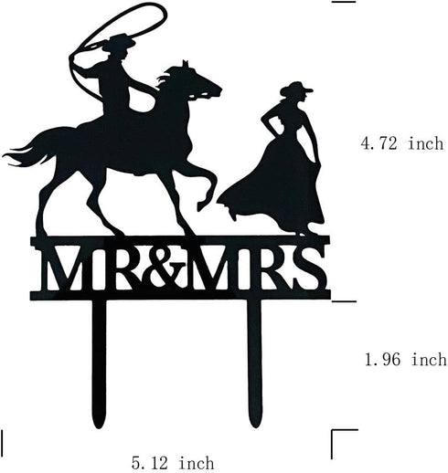 Mr & Mrs Wedding Cake Topper, Rustic Horse Wedding Cake Topper, Southern Style Black Silhouette Cake Topper