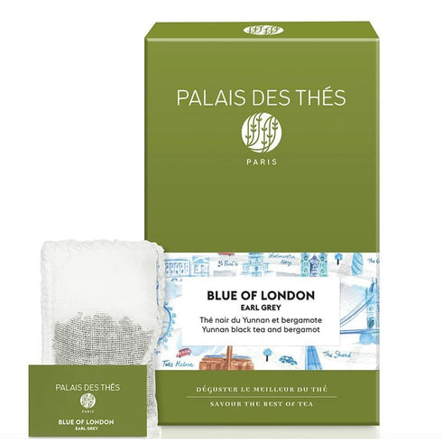 Palais des Thés Blue of London Earl Grey Black Tea, 20 Cotton Tea Bags, Bergamot & Cornflower