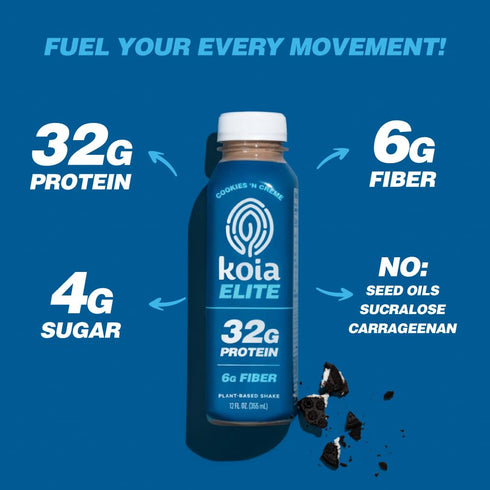 32g (12 Oz) Koia Elite - Cookies & Creme - Protein - Ready To Drink Plant Protein Shake - Low Sugar, Dairy Free, Gluten