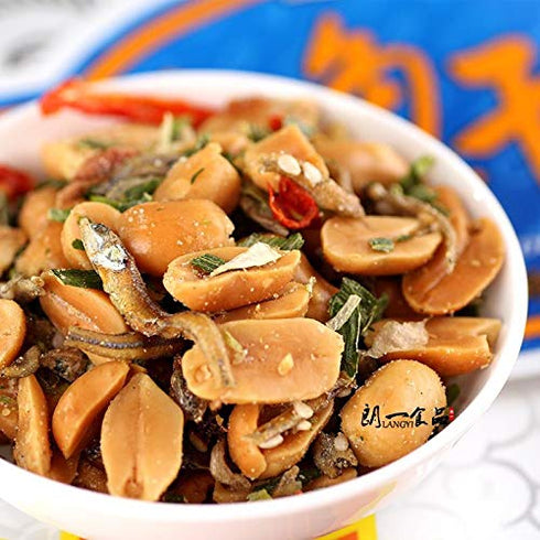ShengXiangZhen Packets Spicy Dried Fish (Anchovies) with Crunchy Peanuts in Snack Size