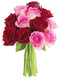 KaBloom - 12 Red and Pink Roses without vase - Fresh Flowers