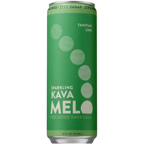100% (Pack 4) 12 oz Melo Sparkling Kava Drink, Tahitian Lime, Sugar Free Non Alcoholic Drinks with Zero Calories