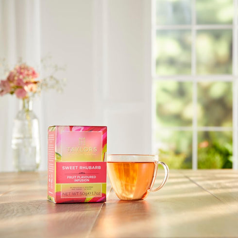 20 Count (Pack 6), 120 Taylors of Harrogate Sweet Rhubarb, Herbal Tea, Individually Wrapped Bags, of Vibrant