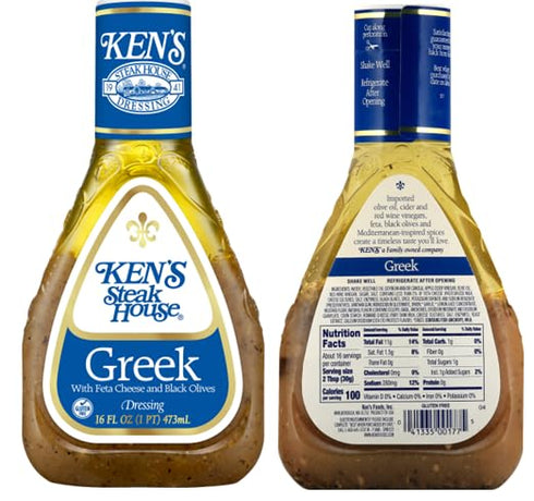 Generic Greek with Feta Cheese and Black Olives Salad Dressing (2 Bottles,16 oz.