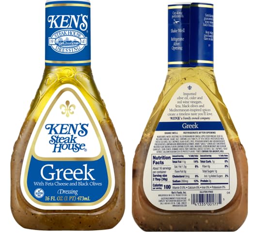 Generic Greek with Feta Cheese and Black Olives Salad Dressing (2 Bottles,16 oz.