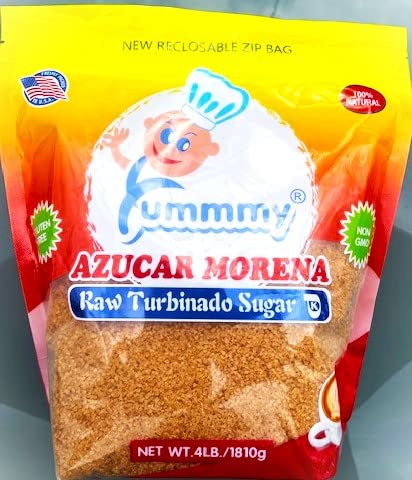 Yummmy 4 Lb, (64 0z) Raw Turbinado Brown Sugar - Azucar Morena, Kosher Certified