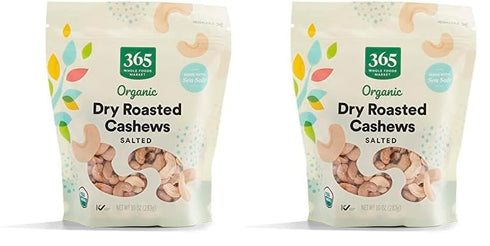 365 by Whole Foods Market, Organic Dry Roasted & Salted Cashews, 10