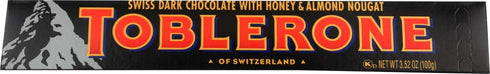 Toblerone Swiss Dark Chocolate with Honey and Almond Nougat, 3.52-Ounce Bar (Pack