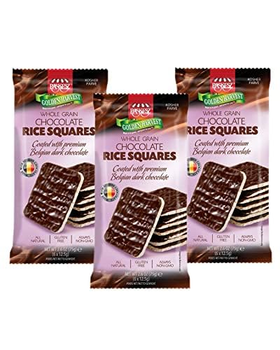Just Grown 2.6 oz, Pack 3 Chocolate Covered Rice Cakes Squares, Whole Grain, Dairy Free, Gluten Free, Kosher, Low