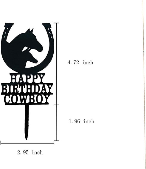 Birthday Party Decoration, Happy Birthday Cowboy Cake Topper, Unicorn Cake Topper, Horseshoe Cake Topper