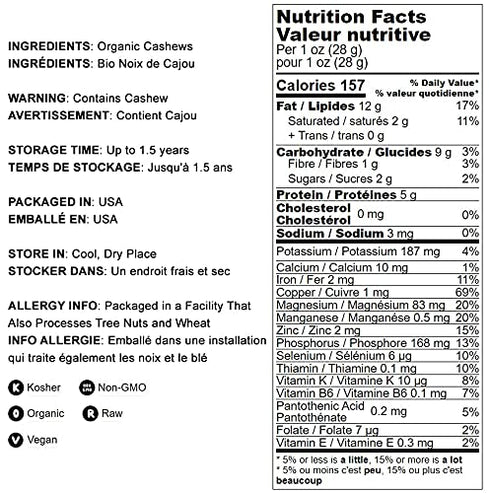 2 Food to Live Organic Cashew Pieces, Pounds Non-GMO, Kosher, Vegan, Unsalted, Unroasted, Bulk