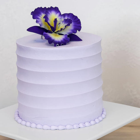1 Count Global Sugar Art Dutch Iris Sugar Cake Flowers, Purple with Yellow Center by Chef Alan Tetreault