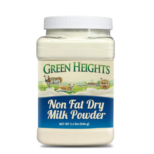 Green Heights Non Fat Dry Milk Powder - 3 Pounds / 1.36 Kilo Jar
