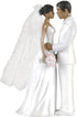 Elegant African American Couple White Plastic Cake Topper, 4.5" (1 Count), Unique Centerpiece Decoration for Weddings