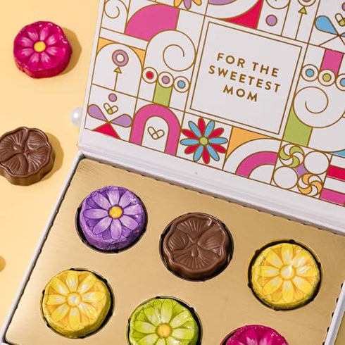 6 Chocolate Card Gift Box, Individually Wrapped Chocolate Flowers, Food Sweets Candy Gift Greeting, Holiday Present