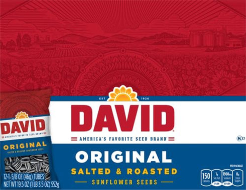 1.625 oz. (Pack 24) DAVID Sunflower Seeds, Original Flavor