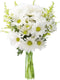KaBloom Flowers - Bouquet of 10 White Daisy with 5 Yellow Aster-Without