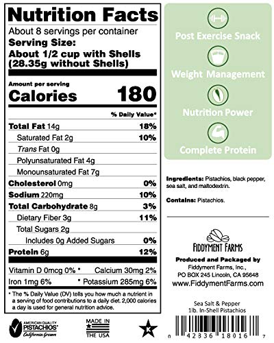 1 Lb Fiddyment Farms Sea Salt & Pepper In-shell Pistachios