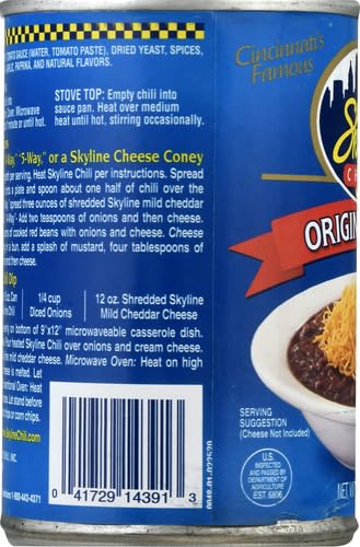 15 oz (6-Pack) Skyline Chili, Cans Authentic Cincinnati-Style Ground Beef, No Beans, High-Protein Hot Dog Sauce, Ready