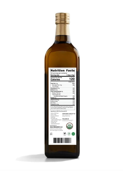 16 fl.oz USDA Certified Organic Cold Pressed Unrefined Raw Avocado Oil