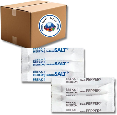 GLOBAL BASICS Individual Salt and Pepper Packets | 200 Pairs of Salt and Pepper